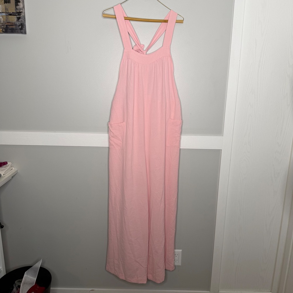 Yes Fashion Jumpsuit Women Medium Pink Adjustable Neck Strap Wide Leg NWT